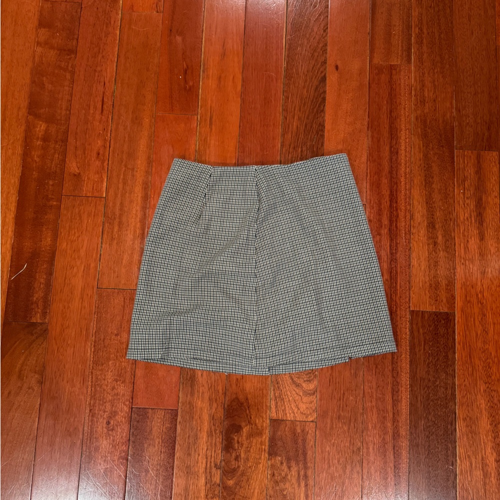 Cider Houndstooth High Waist Split Mini Skirt